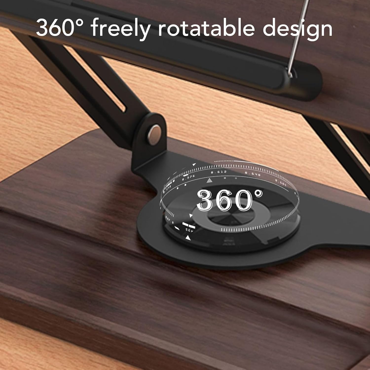 Greensen Book Stand for Reading 360 Rotating Book Holder Adjustable Height and Angle Hands Free Foldable with Storage Tray for Cookbooks Tablets Laptops