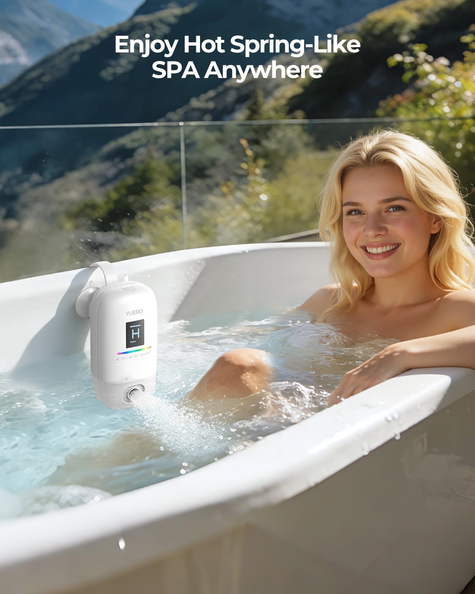 Jets de bain pour baignoire, jet de bain ou mode bulle, accessoires de baignoire portables étanches sans fil avec 3 niveaux de vitesse réglables, jets de baignoire pour spa à domicile, massage