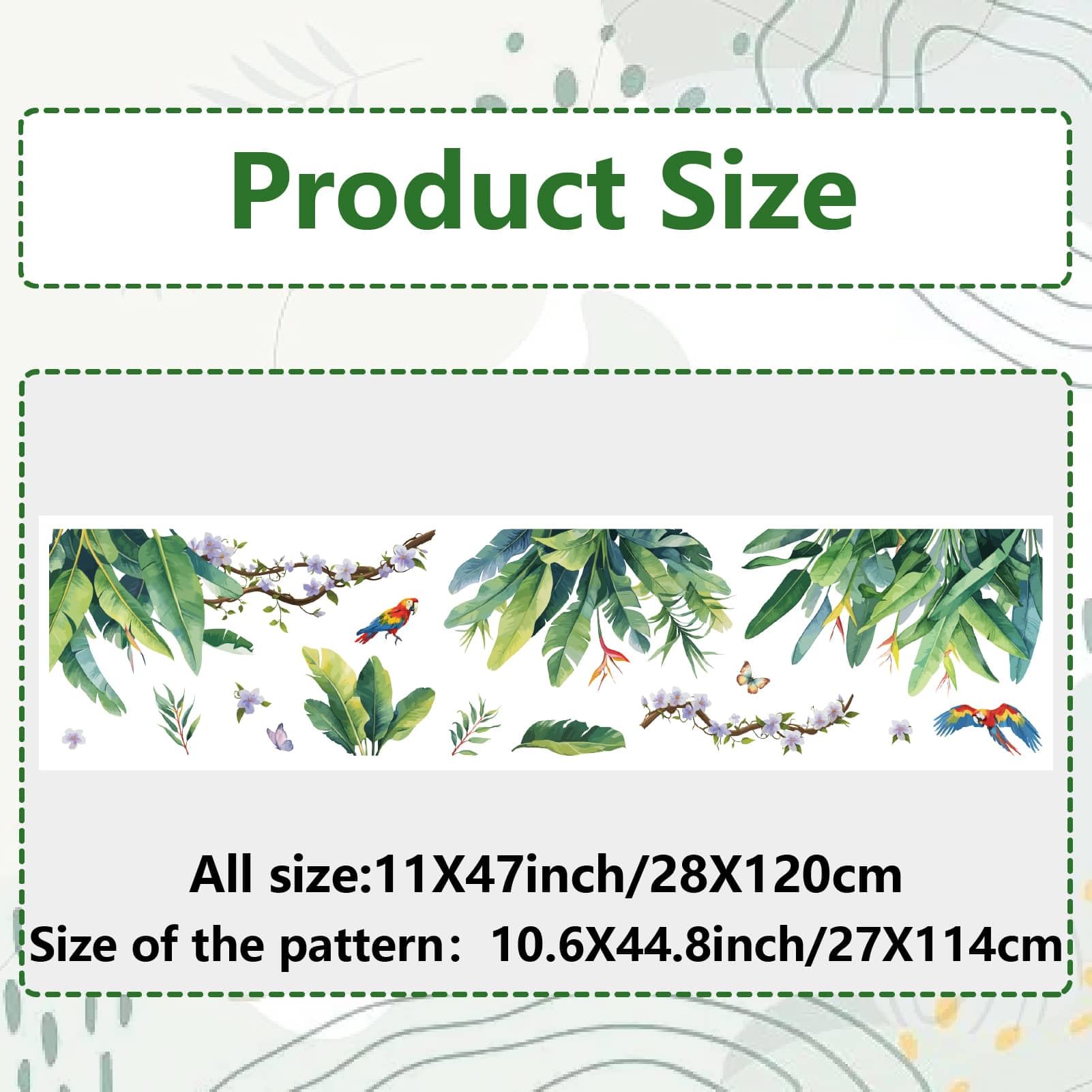 GORGECRAFT 116x30cm Large Tropical Plant Window Clings Green Leaf Window Stickers Spring Summer Leaves Flower Window Decal Removable Reusable Window Decoration for Sliding Door Glass Room Decor - Image 2