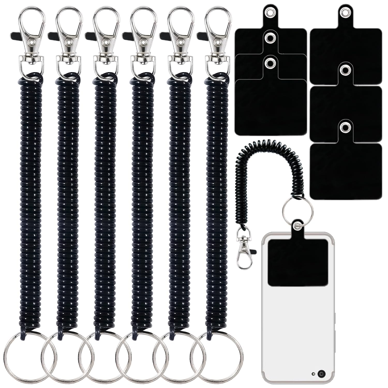 Lot De 2 Cordons D'Attache Téléphone Élastiques – Avec Patchs Adhésifs – Anti-Chute Pour Randonnée, Vélo, Ski - 12