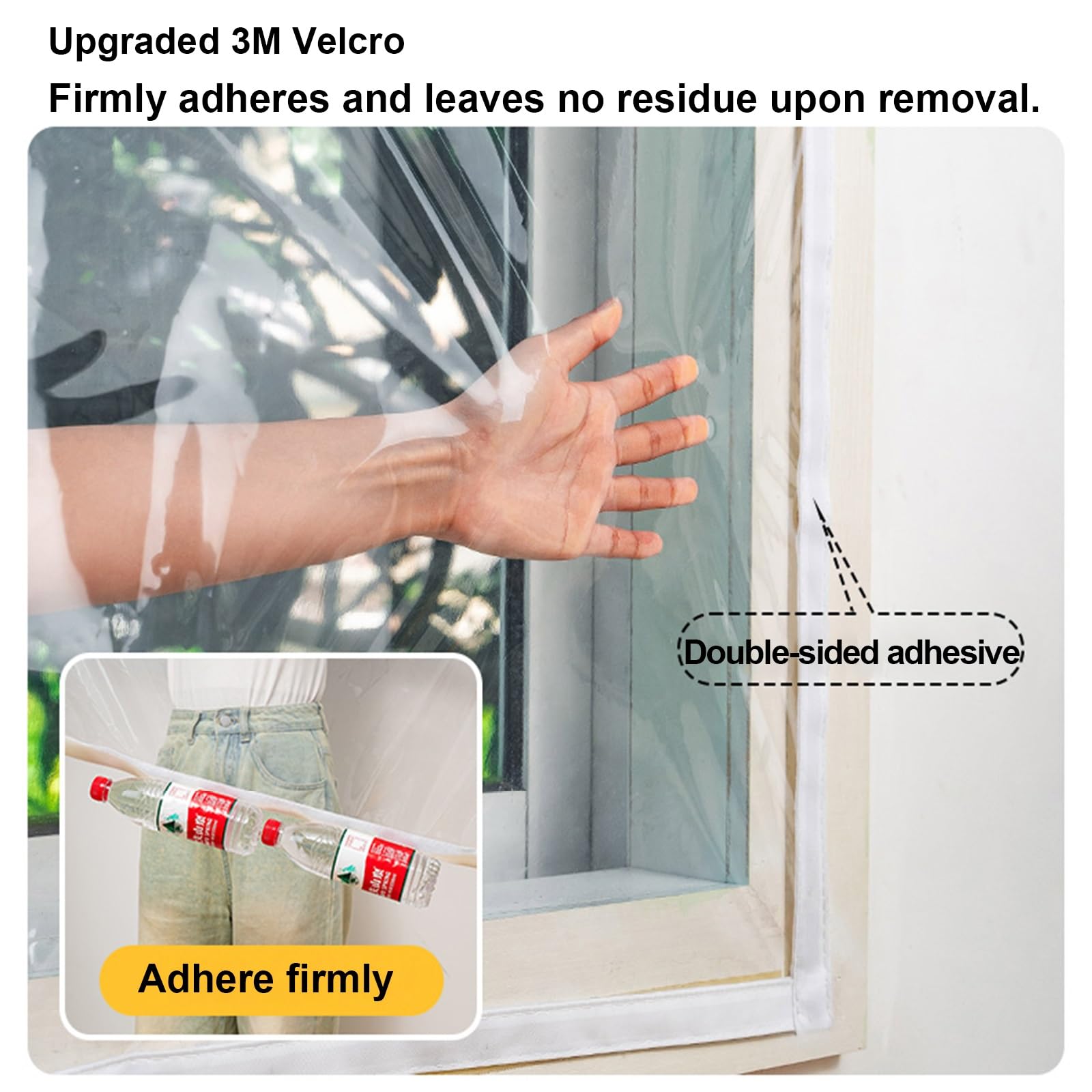 Isolierfolie Fenster, Thermofolie Fenster gegen Kälte, Winddicht Geräuschdämmung Transparent Selbstklebend PVC, für Alte Undichte Fenster Wohnungen Büros(Black edge,W140 x H150cm)