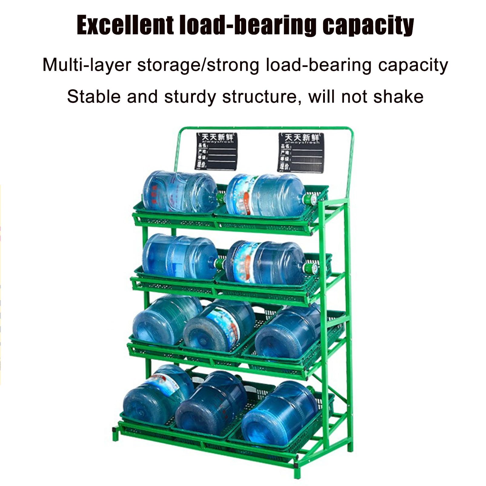 Espositore per Verdura con 4 cestini in plastica - Scaffali da Pavimento per Frutta e Verdura, Organizer per Alimenti a Forma di Cestino da Mercato