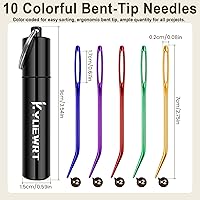 Vista 2 de KYUEWRT 10 piezas de aguja de tapicería de hilo, aguja de tejer de ojo grande con tubo de almacenamiento de aluminio