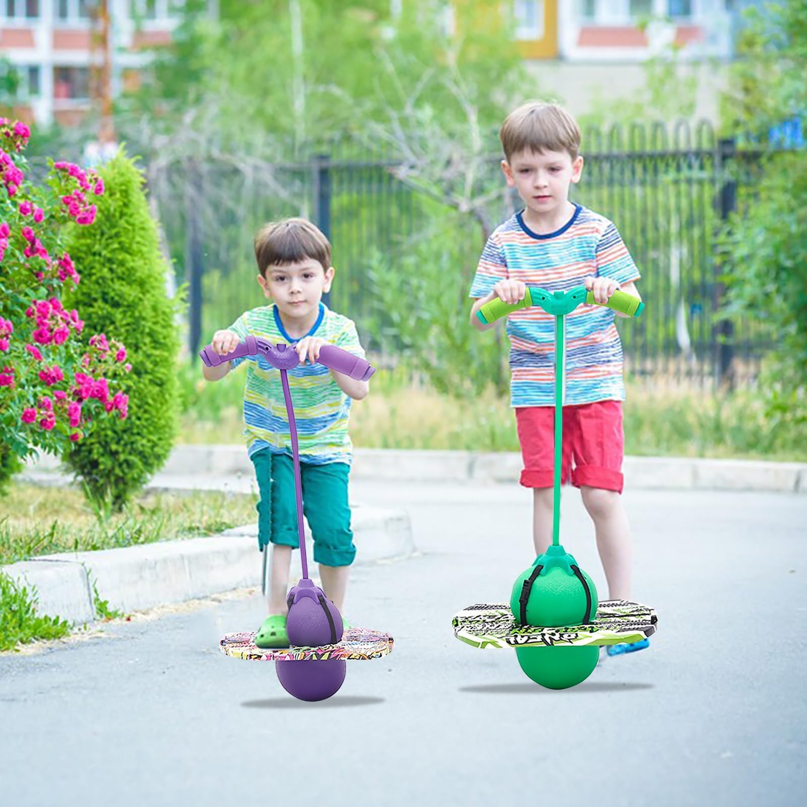 MeYuxg Saltador Niños, Pelota Saltarina Niños, 100 kg de Capacidad de Carga, Pogo Stick Adulto Niños, Skip Ball con Asa, Pogo Saltarin para Entrenamiento del Equilibrio y Deportes (Morado)