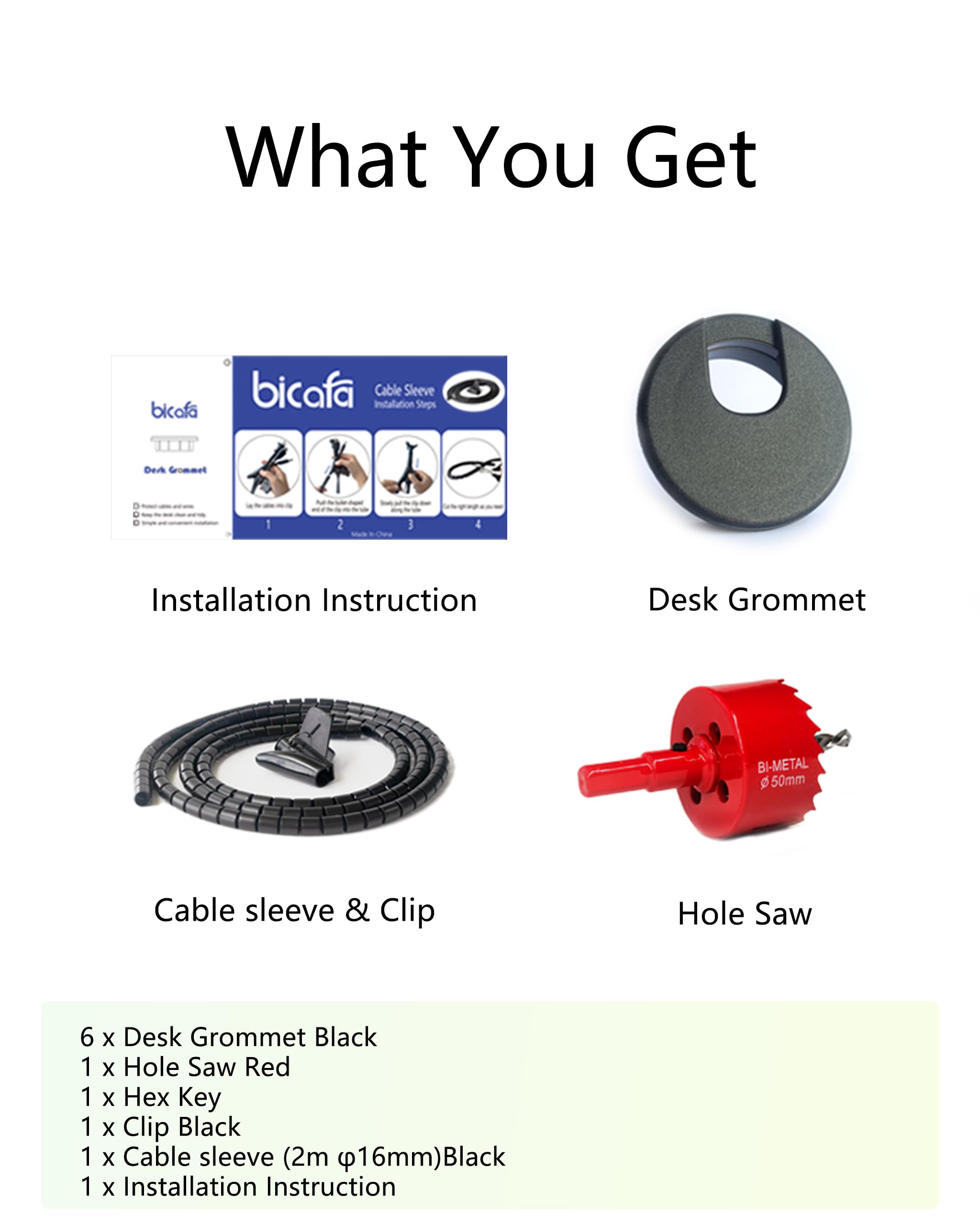 Desk Grommet Kit - 6 Pack Bi-Metal Hole Saw -8 Desk Grommet Kit - 6 Pack Bi-Metal Hole Saw -8