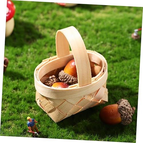 Miniatura 5 de Cesta de Pascua de mimbre para pícnic, 12 unidades, cestas tejidas de madera, cestas portátiles en miniatura, cestas colgantes decorativas, mini