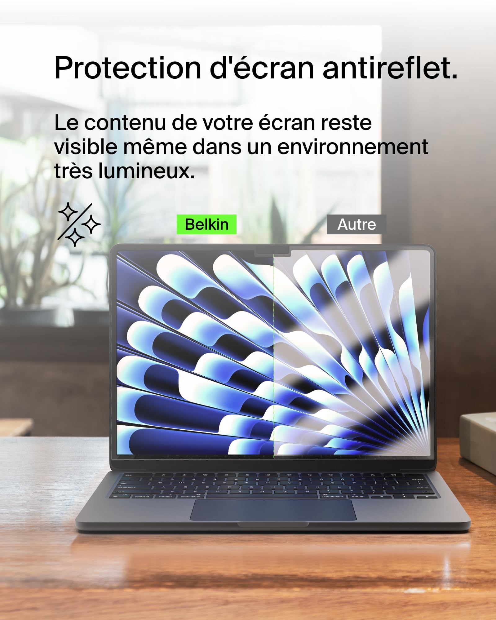 Belkin ScreenForce Protection d'écran TruePrivacy pour MacBook Air 13" M2 antireflet filtre latéral bidirectionnel indice 2H