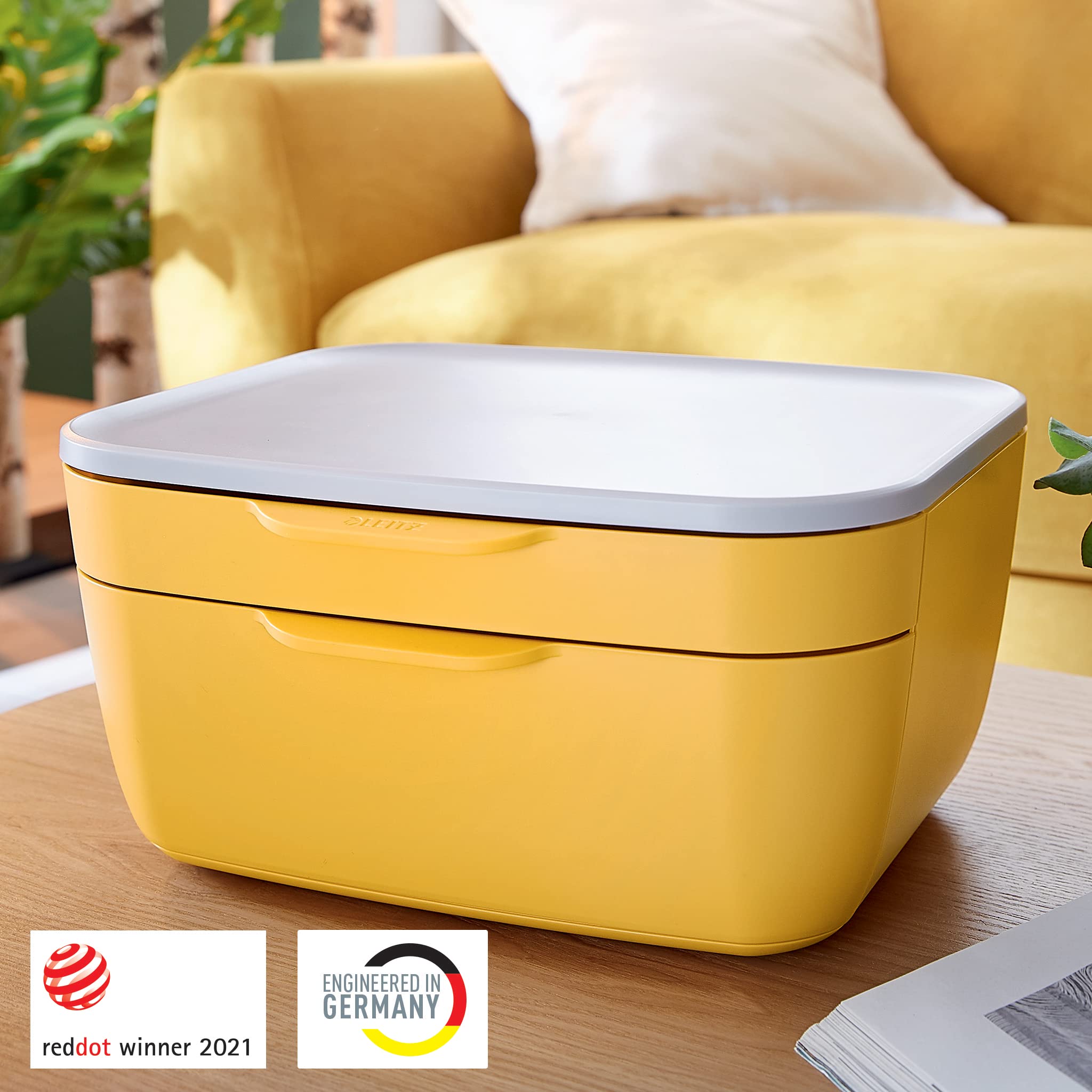 Leitz Schubladenset mit 2 Fächern, Warmes Gelb, Cosy-Serie, 53570019