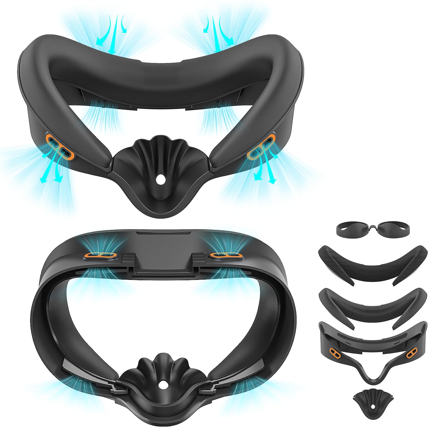 Tyasoleil Cooling Face Cover Pad for Meta Quest 3S/3S Xbox Edition, Replacement Air-Circulation Interface Facial VR Accessories, Soft Sweat-Proof PU Cushion & Breathable Ice Silk Pad