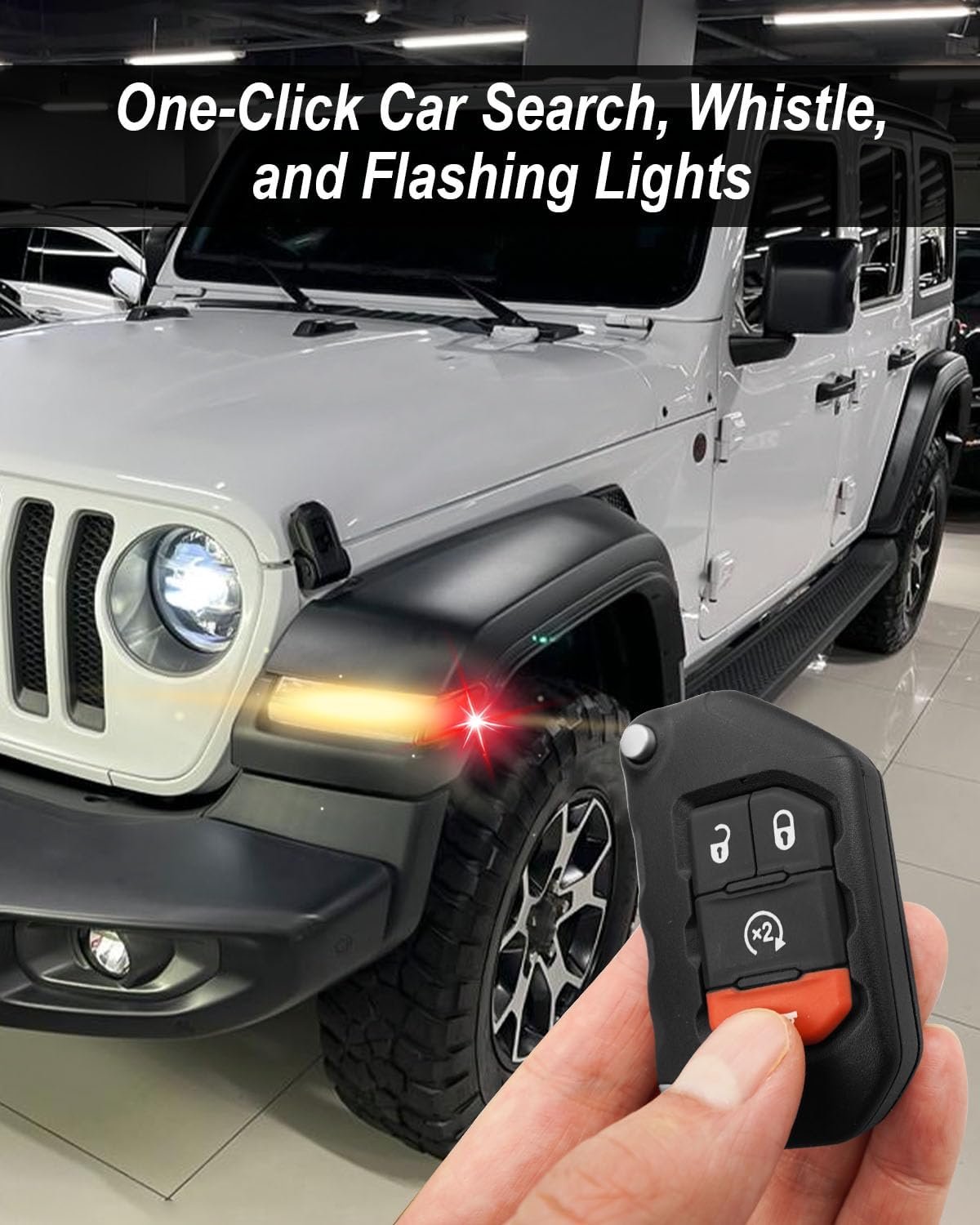 4-Button Key Fob Remote Control Replacement OHT1130261 Fit for Jeep Wrangler 2018-2022 Gladiator 2020-2022 Replace 68416782AA, Keyless Entry Remote Control with Remote Start, 433MHZ