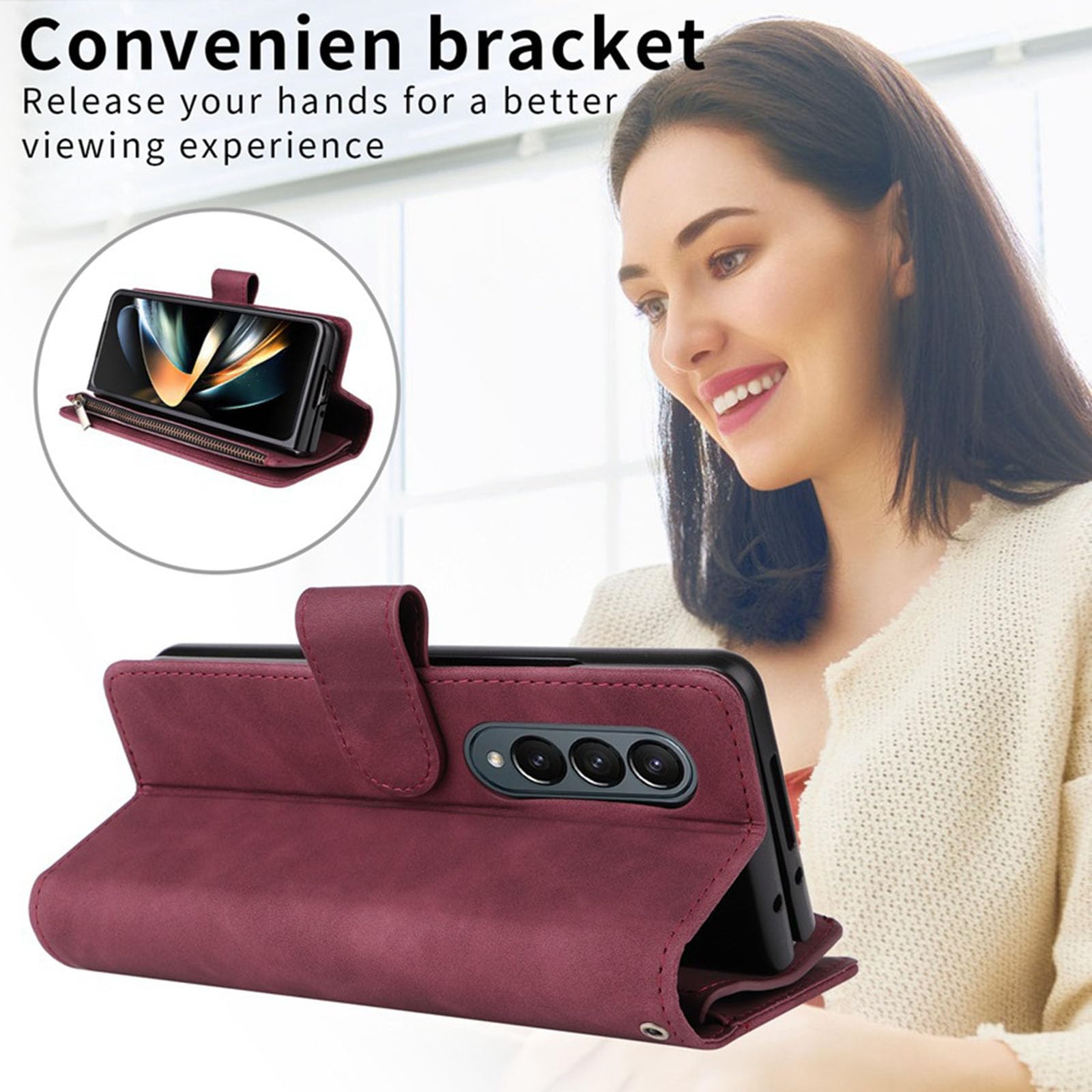 Custodia a portafoglio in pelle per Samsung Galaxy Z Fold 8 Ultra Marrone