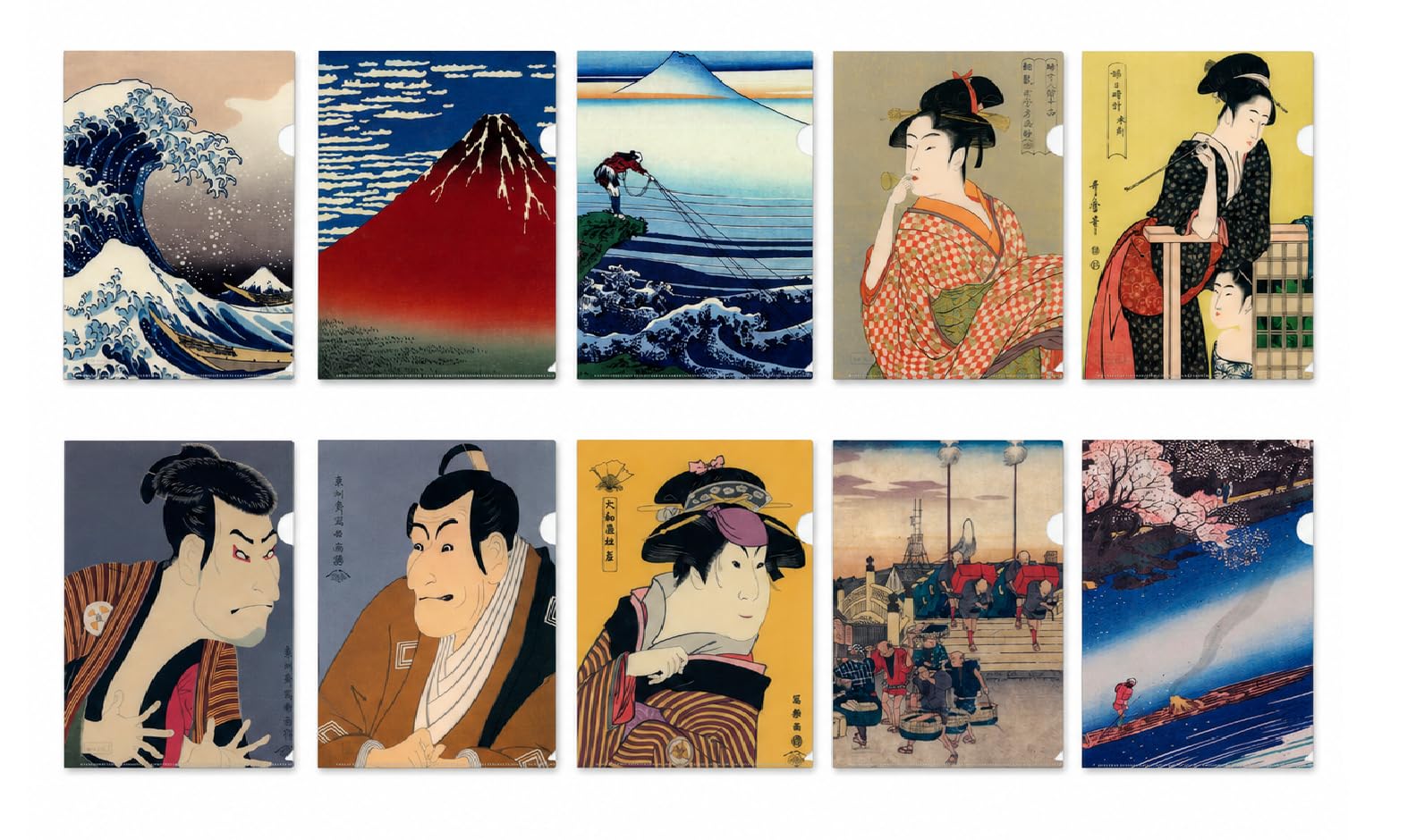 Amazon | 【日本伝統アート】浮世絵クリアホルダー 10柄セット A4対応