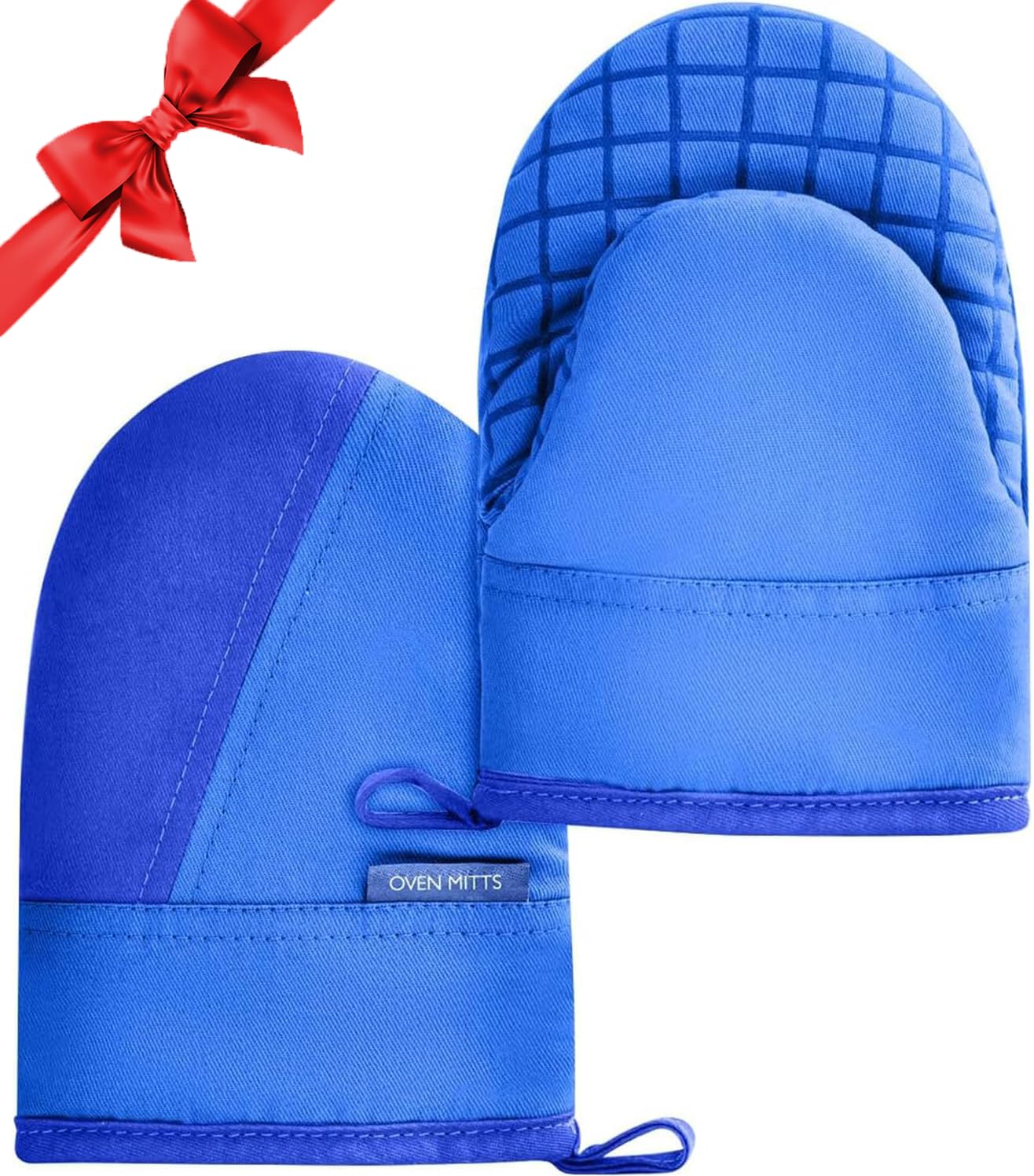 Mini manoplas de horno, guantes de horno de cocina, guantes de cocina resistentes al calor de 500 grados, superficie de silicona antideslizante con trabillas para colgar, guantes calientes para
