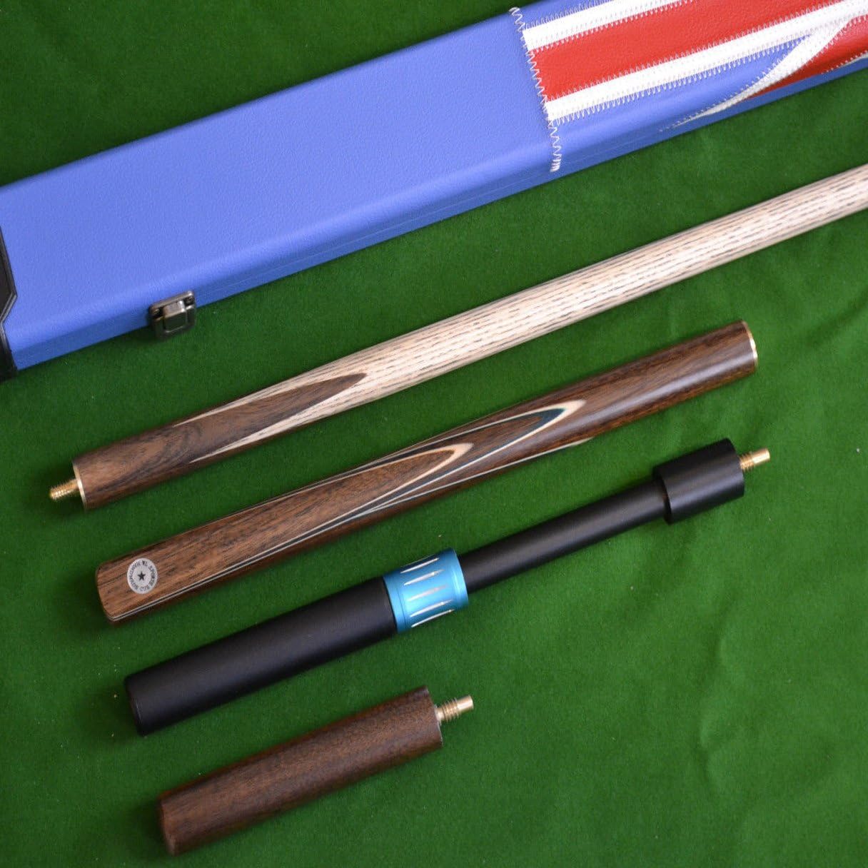 Quality Handmade 4 Piece Snooker Cue Set Comes Complete with Rosewood Butt, Great Britain Leather Case, Telescopic Extension and Mini Butt
