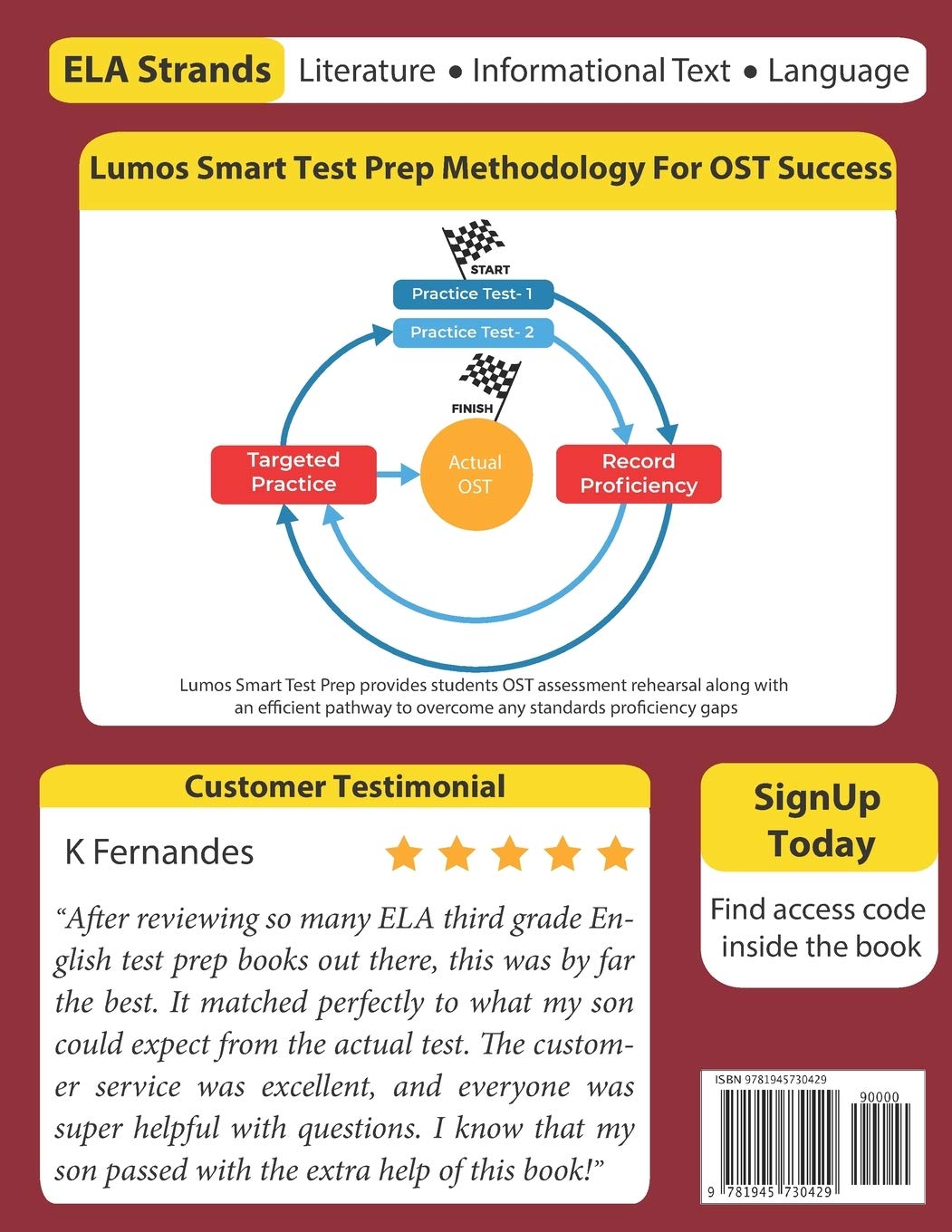 Ohio State Test Prep: Grade 3 English Language Arts Literacy (ELA) Practice Workbook and Full-length Online Assessments: OST Study Guide (OST by Lumos Learning)