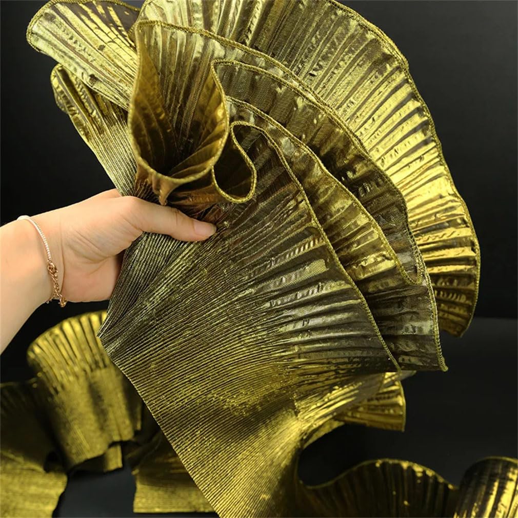Tissu En Dentelle Ondulée Métallique, Grand Design Plissé De Styliste, Tissu En Dentelle En Maille, Accessoires De Couture Pour Robe, Bricolage