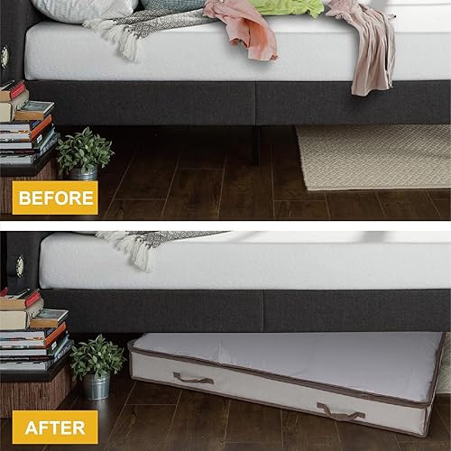 Miniatura 5 de Caja de almacenamiento debajo de la cama, contenedores de almacenamiento debajo de la cama con cremalleras, organizador de armario para ropa, tela