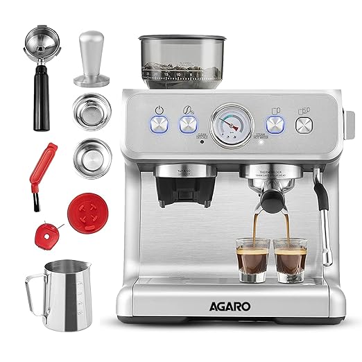AGARO Supreme Espresso Coffee Maker With Grinder, 20 Bars Semi