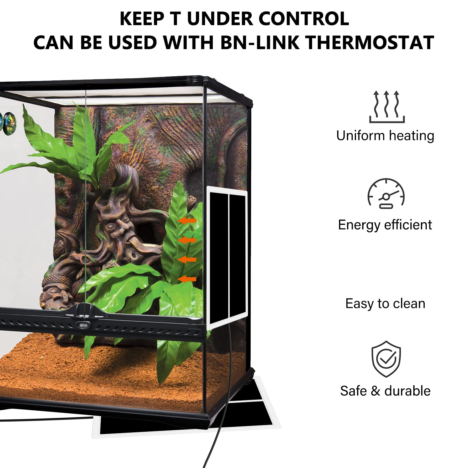 Palmcee Esterilla térmica terrario, almohadilla térmica ajustable y extraíble para reptiles con control de temperatura, almohadilla térmica para reptiles, tortugas, serpientes, lagartos, gecko, araña