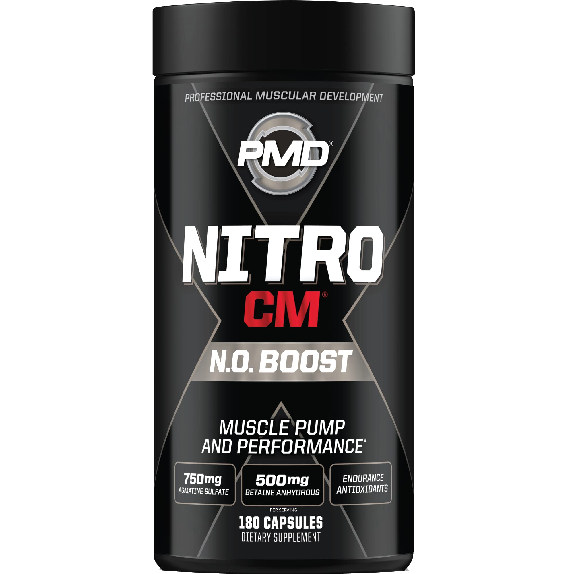 PMD Sports Nitro CM Nitric Oxide with Agmatine Pre Workout Supplement - Muscle Growth and Muscle Pump with L Arginine - Endurance Boost for Hardcore ...