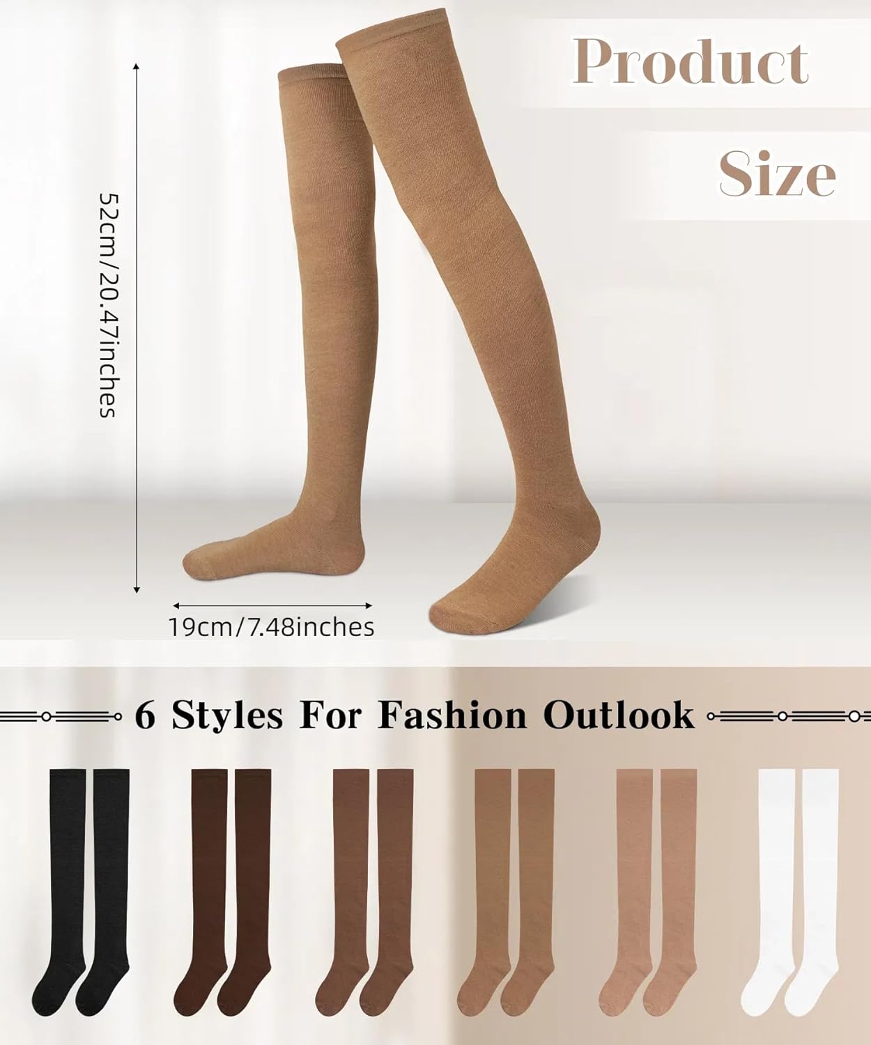 Chalier Thigh High Socks for Women Casual Thigh Socks Soft Comfort Womens Stockings for Holidays - Image 4