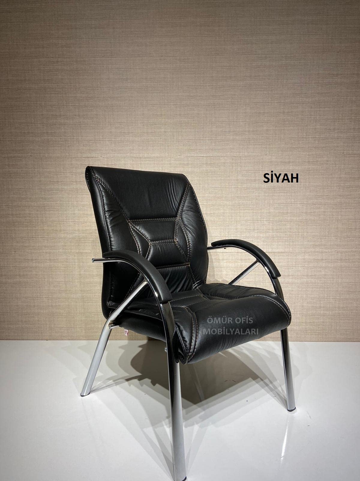 ÖMÜR OFİS KAREN MİSAFİR/BEKLEME KOLTUĞ DERİ SİYAH