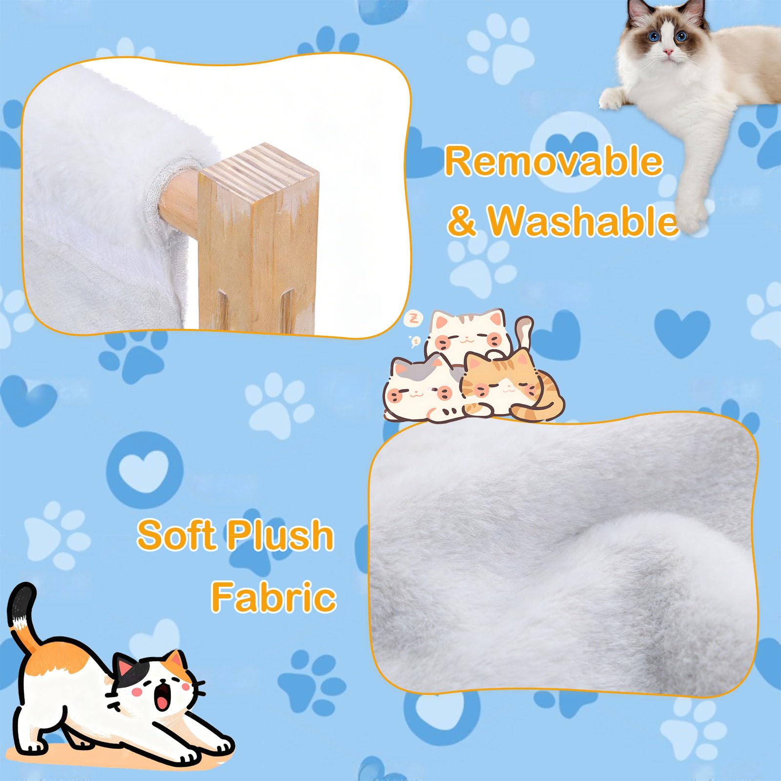 Hamaca Gato Ventana, Calefactor De Madera Cama, Tumbona para AlféIzar De Ventana para Calefactor De Borde De Cama, Accesorio para Hamaca De Interior