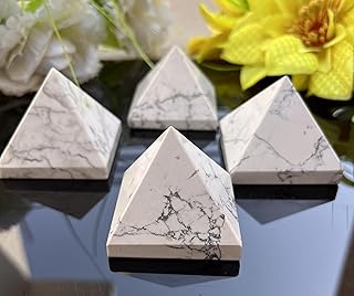 Howlite Crystal Pyramid - White Howlite Pyramid Carving - Howlite Stone Pyramid - Crystal Decor - Crystal Healing - Crystal Collection 40-50MM