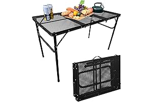 47" x 27.5" Folding Camping Table with Mesh Desktop