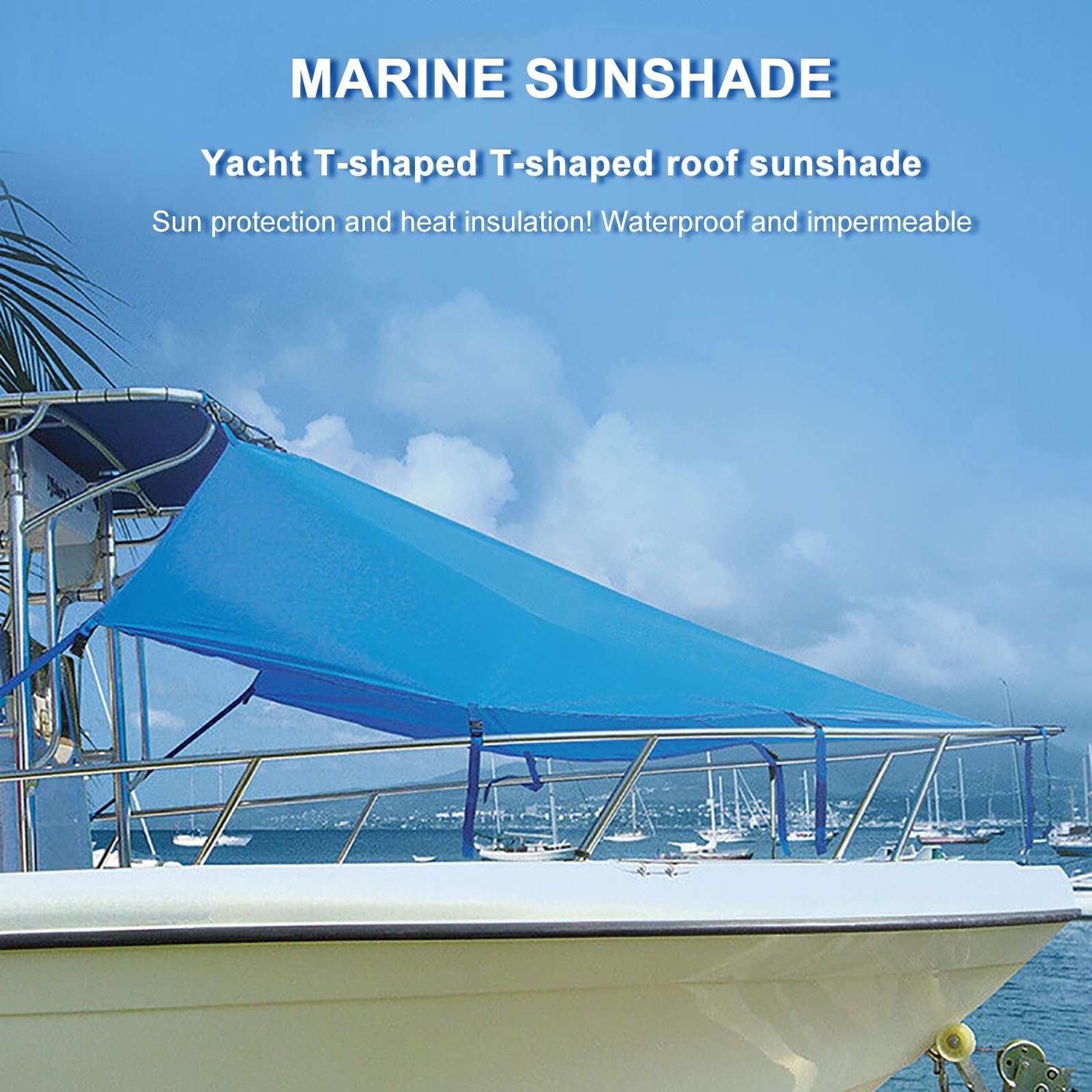 Toldo Bimini para Barco, Toldo de Proa T-Top, Toldo para Pontón, Extensión Impermeable y Resistente a Los Rayos UV, Fabricado en Poliéster 600D de Grado Marino(Black,200x245cm/78x96in)