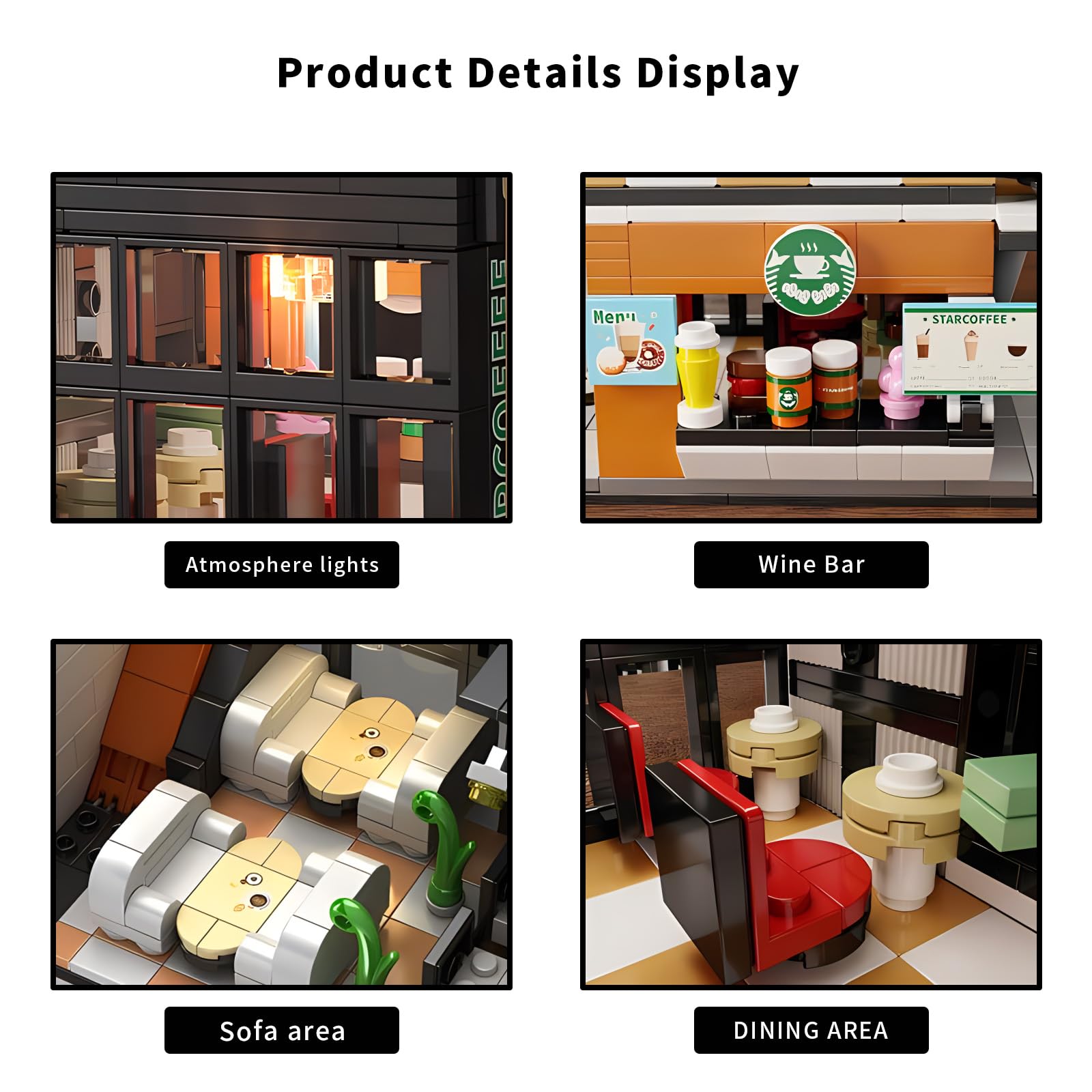 Coffee Shop Building Blocks Toys City Street View Architecture Model Set Birthday Age 6+ Children Teens Adult 581 Pieces