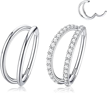 D.Bella Clear Kraakbeen Oorbel Retainer 16G 14G Piercing Retainers Rvs & Flexibele Acryl Helix Hoop Bioflex Neus Lip Stud Wenkbrauw Tragus Septum Hoefijzer Ringen, Metaal, Kunststof
