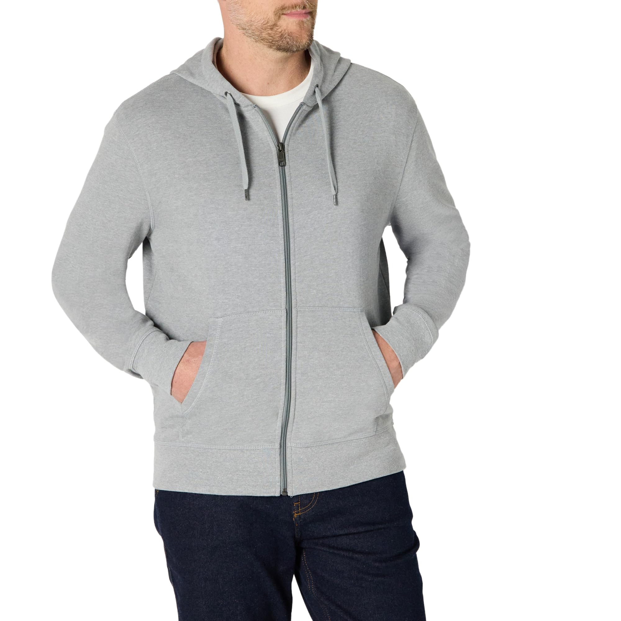 Amazon Essentials Hombre Sudadera Ligera de Felpa Francesa con Cremallera Completa y Corte Cómodo M Gris Claro Mezcla