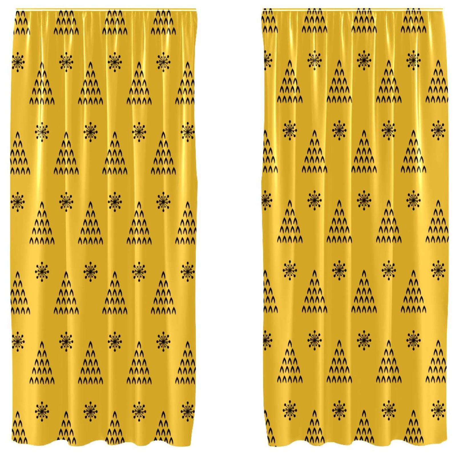 Rideaux occultants de Noël jaune en microfibre 140x213 cm pour habiller vos fenêtres