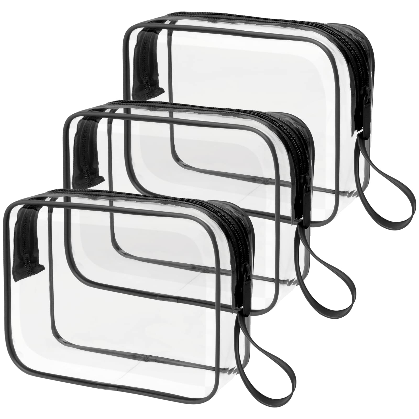 HELZOI Borsa da toilette approvata TSA, borse trasparenti per trucco con manici, borse da toeletta trasparenti di dimensioni da un quarto, borse