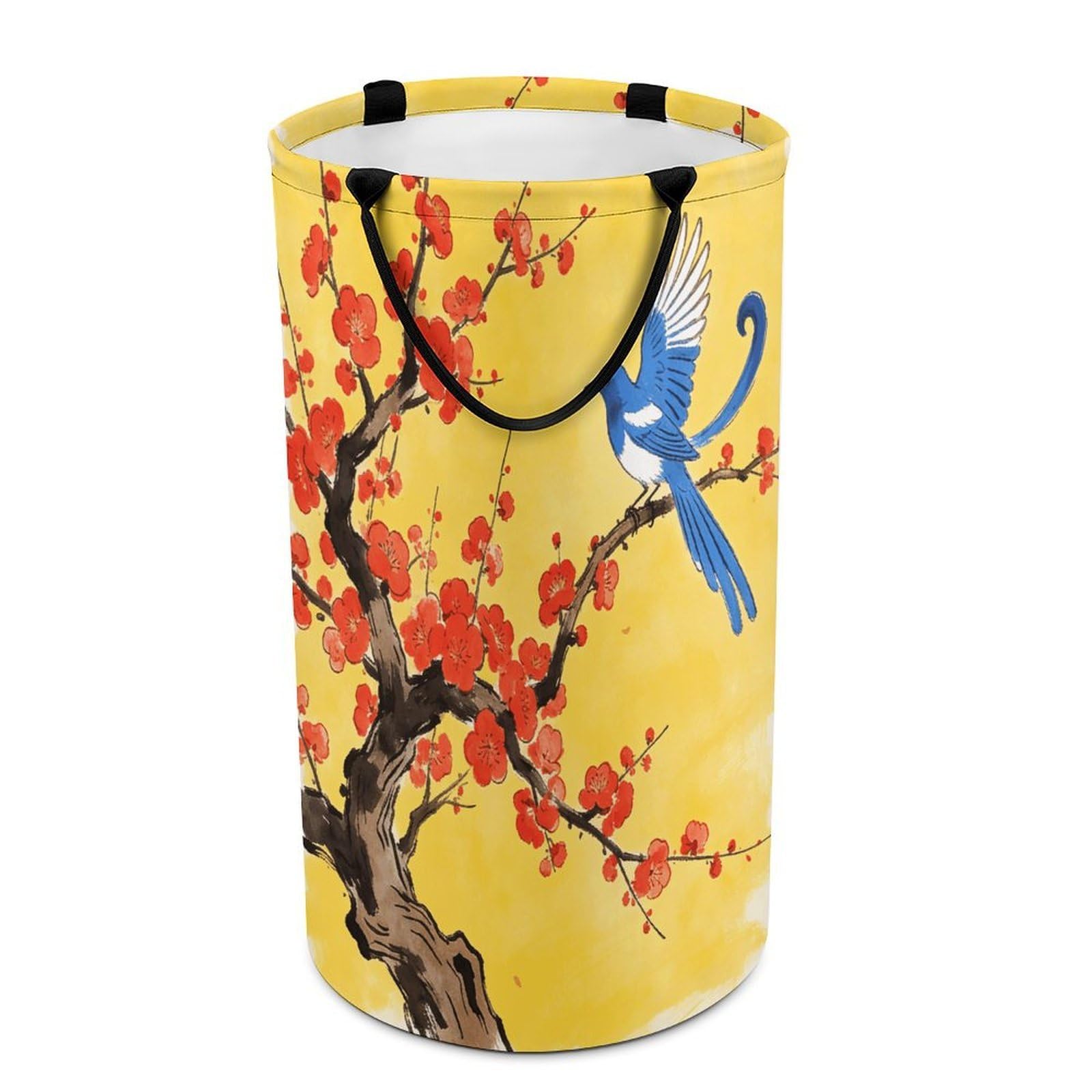 Joy Is on The Tip of The Plum Blossom Laundry Hamper Waterproof Polyester Laundry Baskets Collapsible Dirty Clothes Storage Basket Clothes Hampers with Sturdy Handles for Travel Bedroom