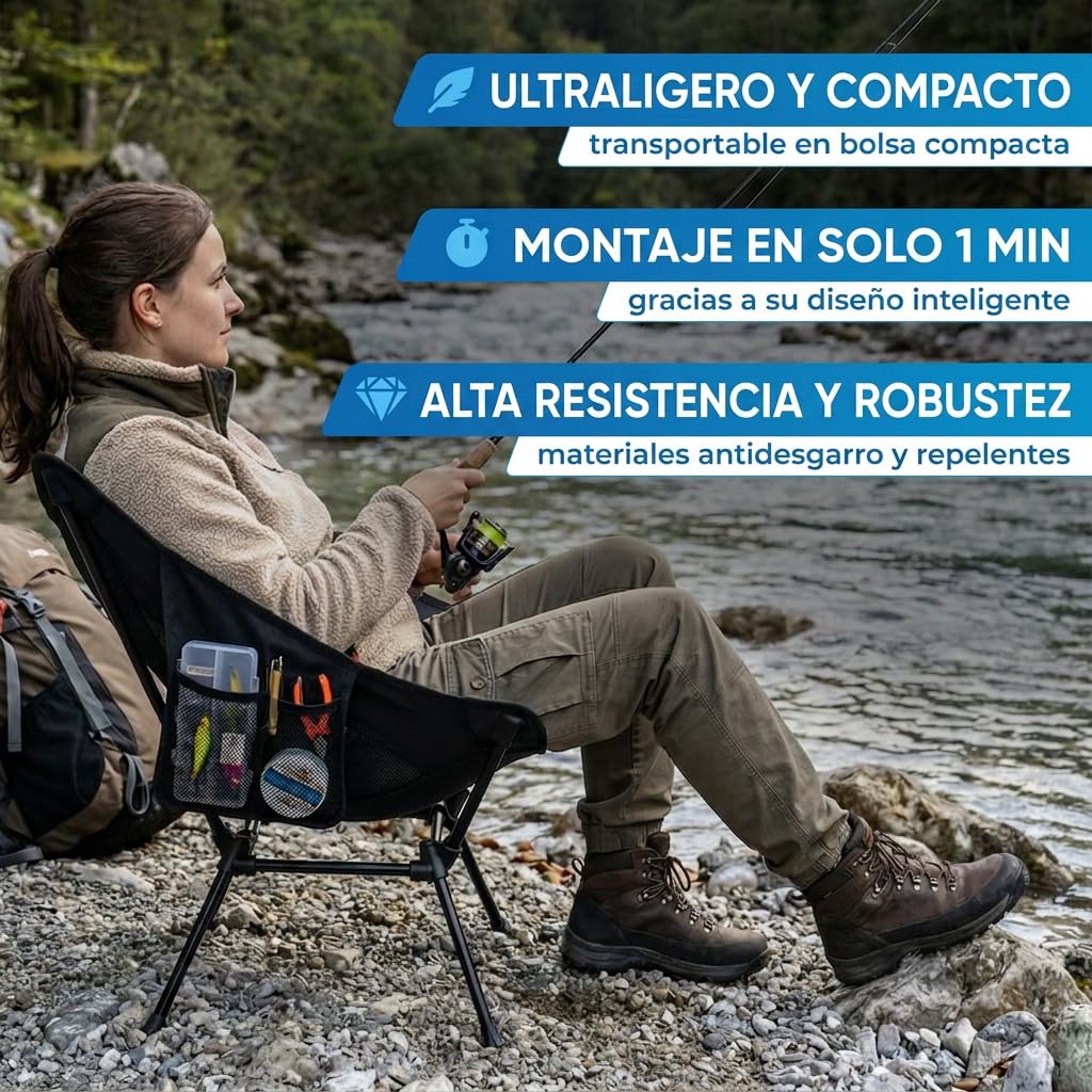 NORDMUT® Silla de Camping compacta y Ultraligera – pequeña con Capacidad de 150 kg – Silla Plegable de Aluminio Ligera para Camping, Outdoor y Festivales (2, Verde)