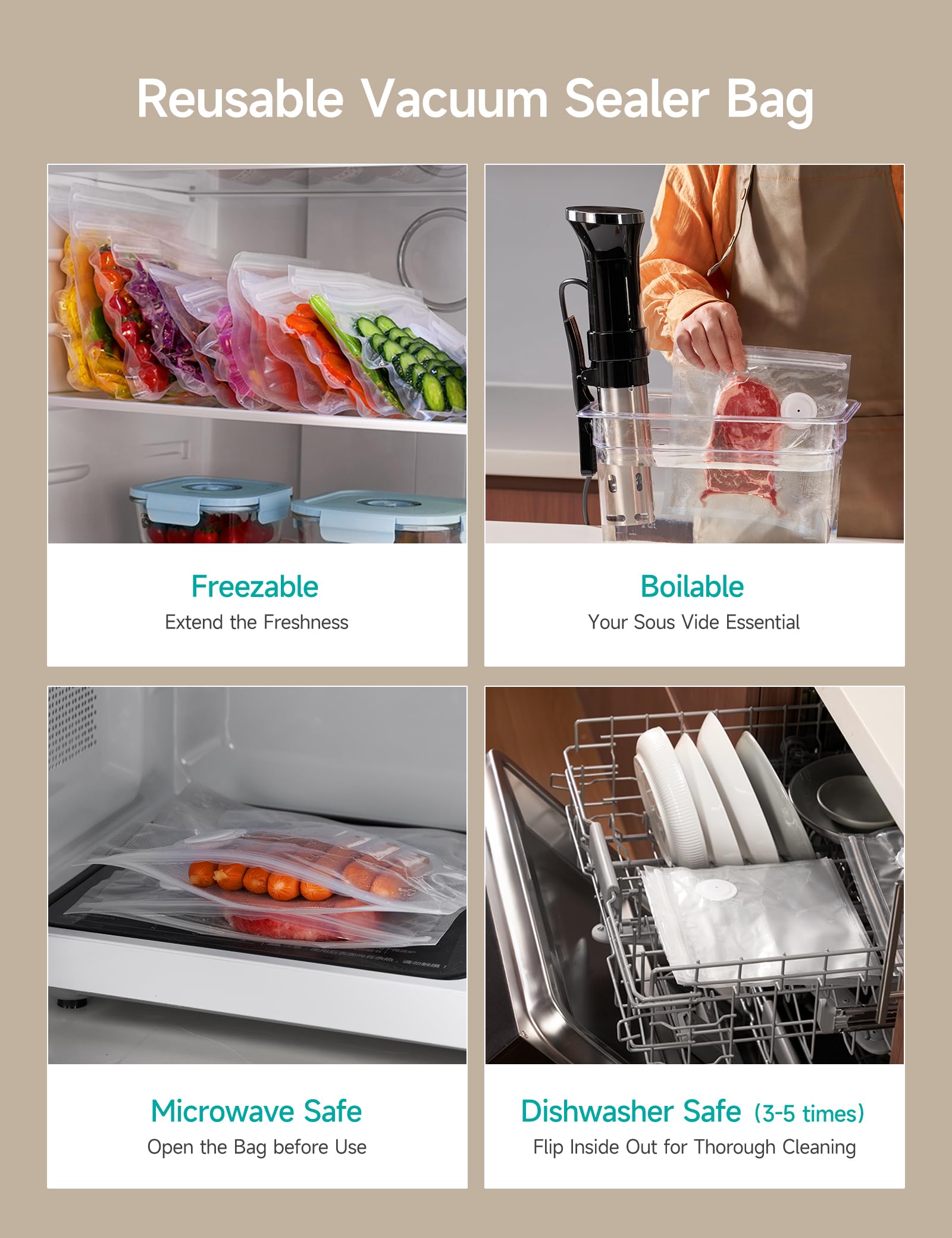 HiCOZY Sigillatrice sottovuoto per alimenti con serbatoio dell'acqua visibile