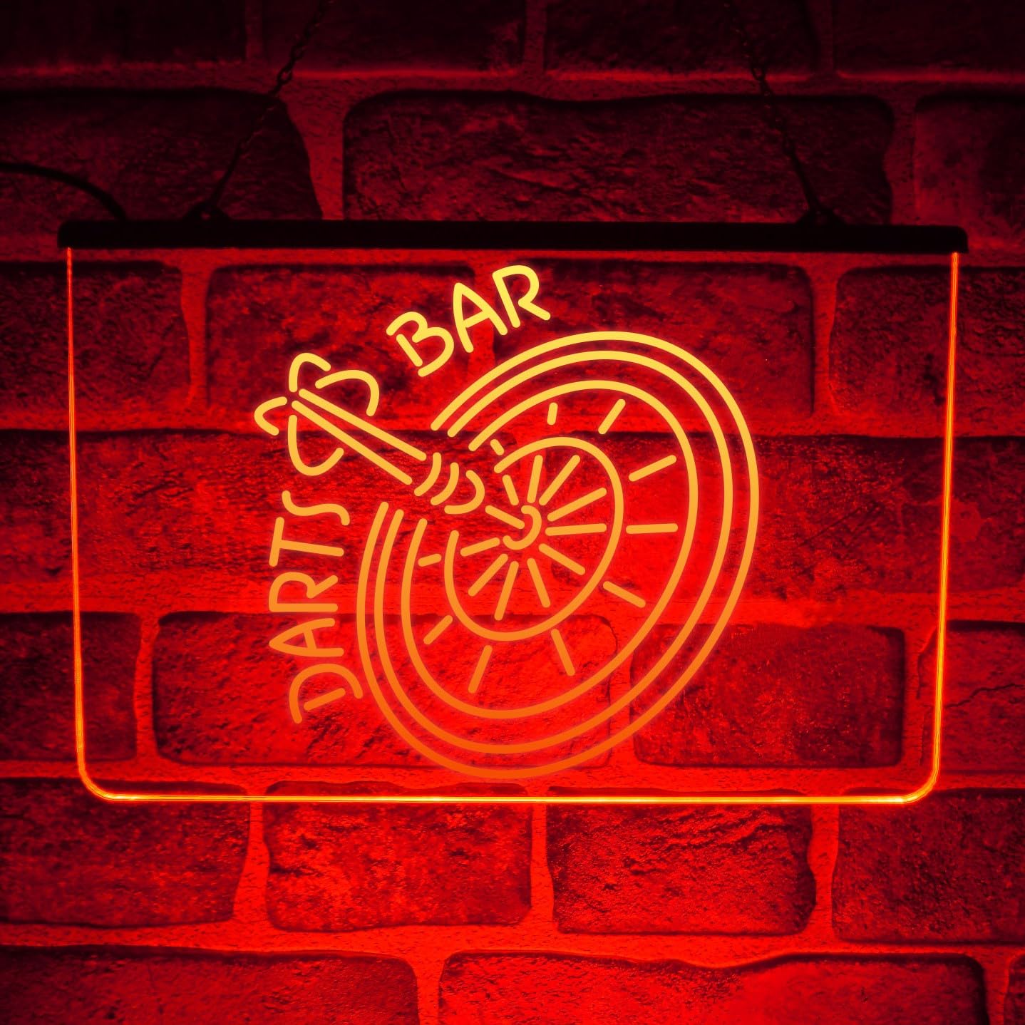 Darts Bar LED Neon Light Sign – Multicolour Hanging Wall Plaque for Game Room, Pub, Home Bar or Man Cave Decor | USB Powered (Red)