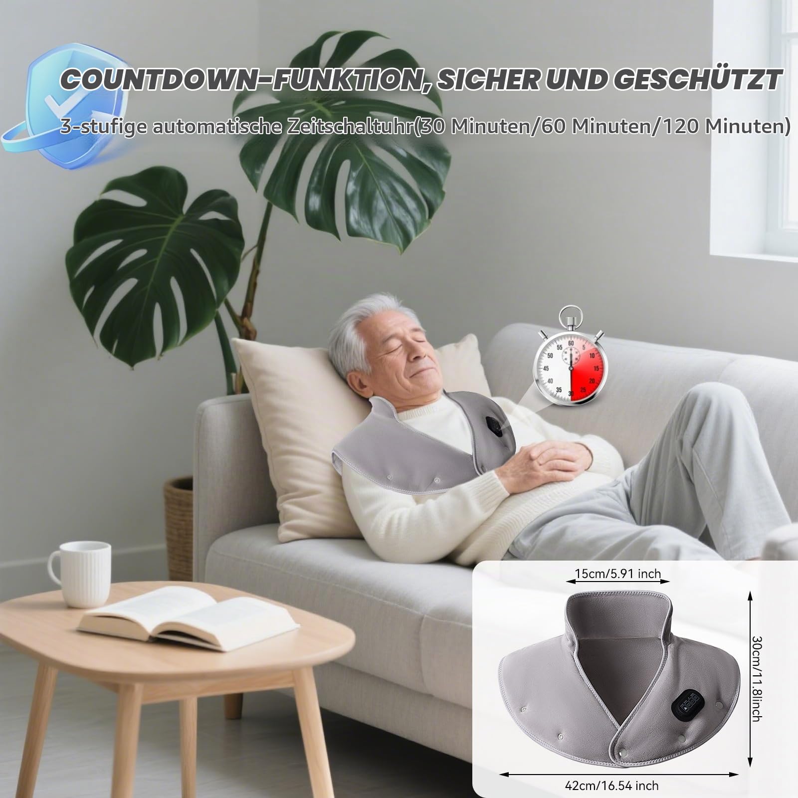 Heizkissen Nacken Schulter,Wärmekissen Nacken-Drei Heizstufen | Massage-und Timer-Modus,Geeignet als Geschenk für Männer und Frauen, Mutter und Vater