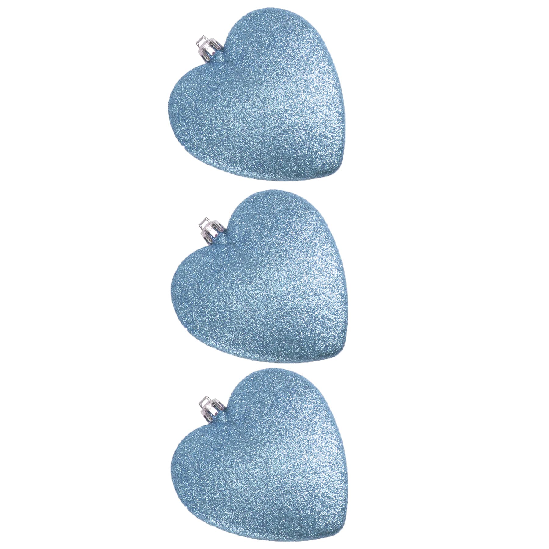 Davies Blue,Silver 3 Pack 90Mm Glitter Hearts Christmas Tree Decoration - Ice Blue
