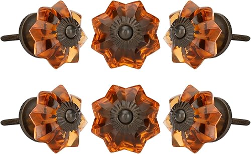 Perilla Home Juego de 6 pomos de cristal para armarios y cajones, pomos decorativos de vidrio vintage para el hogar, cocina, armario, puerta,