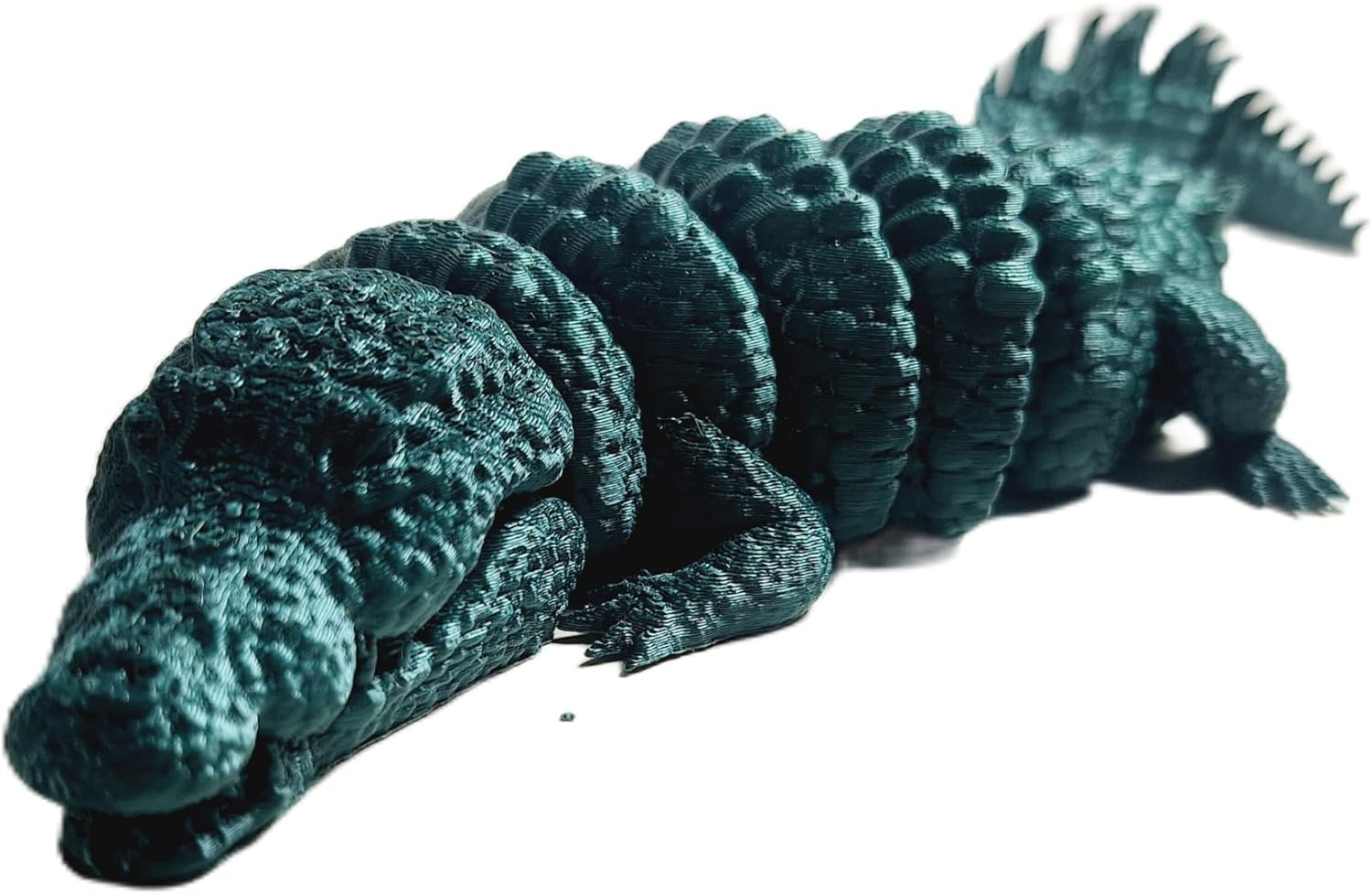 FlexiMech Crocodile 3D Printed Alligator 11" Flexible Moveable Mouth Articulated Fidget Toy (Emerald Green)