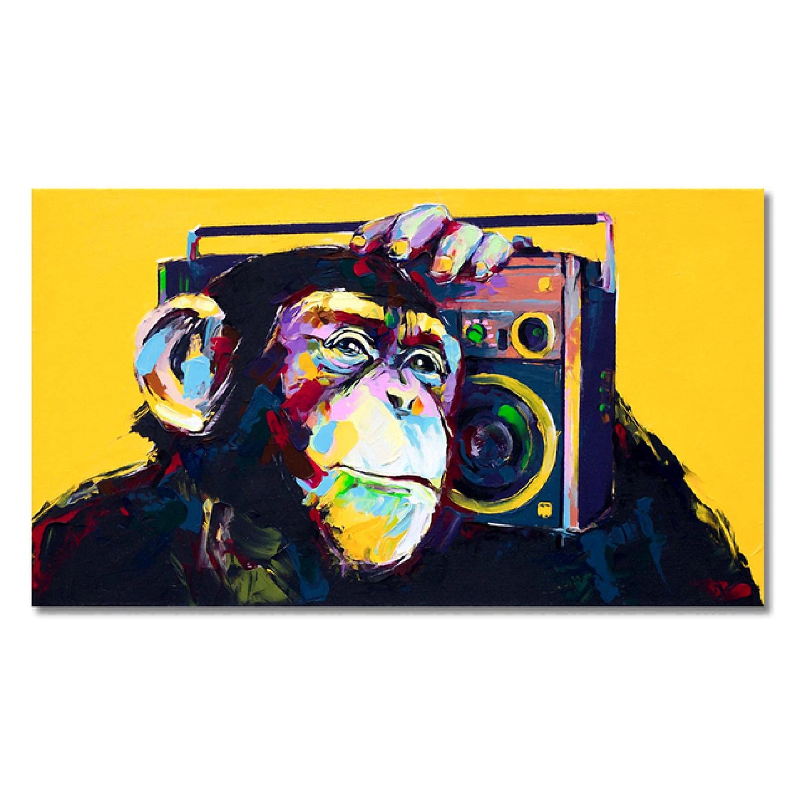 Images sur toile sur cadre 80 x 60 cm singe musique pret a accrocher 4002