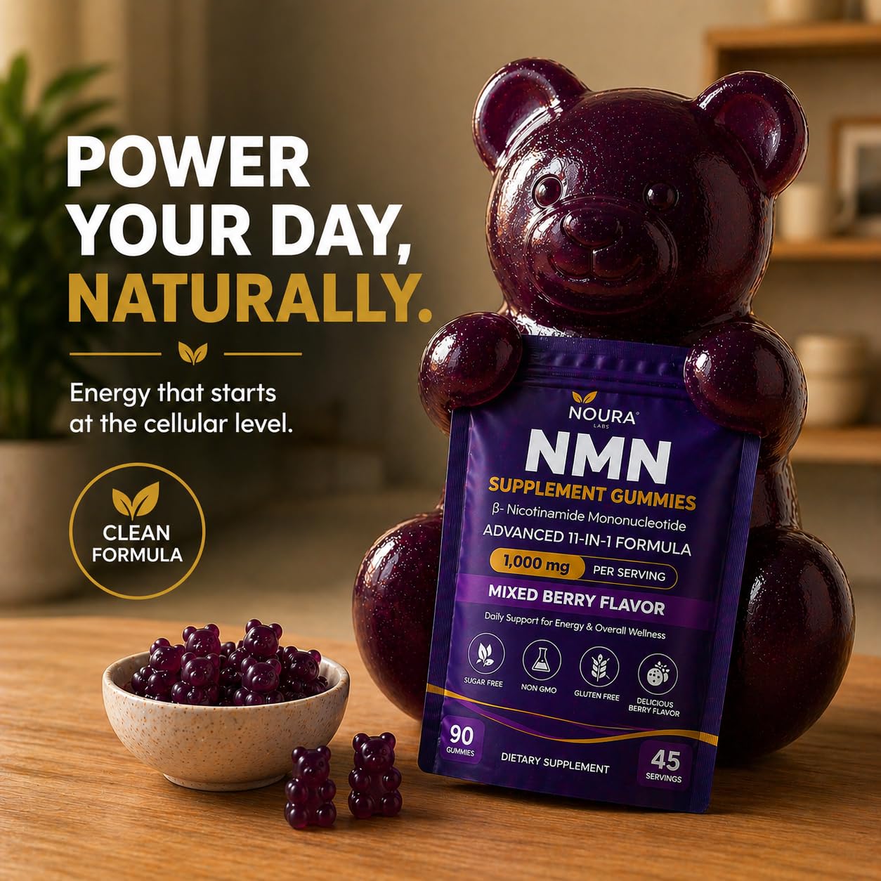 NMN 1000mg Gummies, NAD+ Supplement, Mixed Berry, 90 Count — Amazon image 6