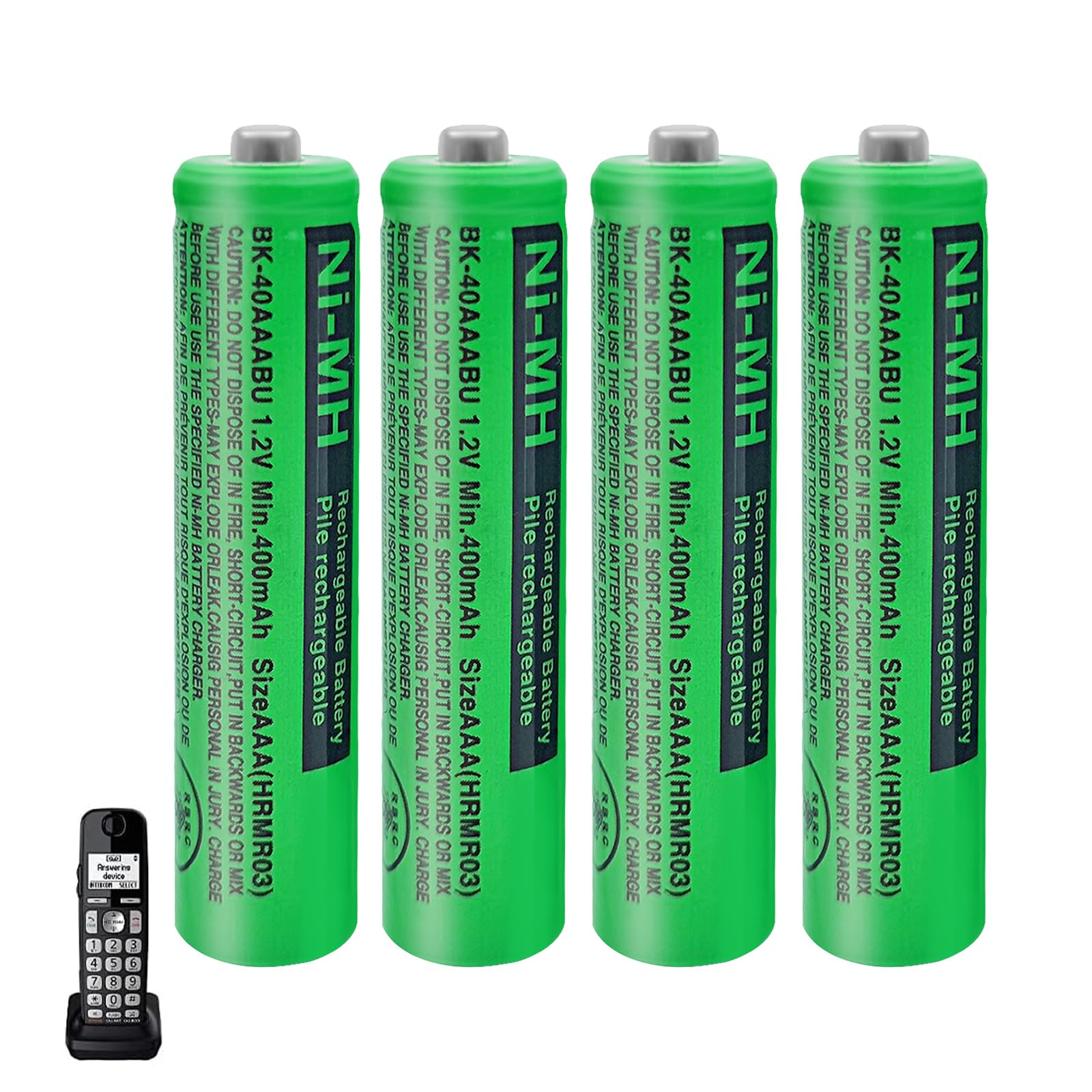 4 Pack BK-40AAABU Ni-MH AAA Rechargeable Battery for Panasonic, 1.2v 400mah Rechargeable AAA Batteries for Panasonic Cordless Phones, Remote Controls, Electronics