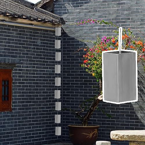 Cadena de lluvia Channel Link para flujo de agua pesado, resistente al óxido, resistente al óxido, canalón de lluvia de acero inoxidable plateado de