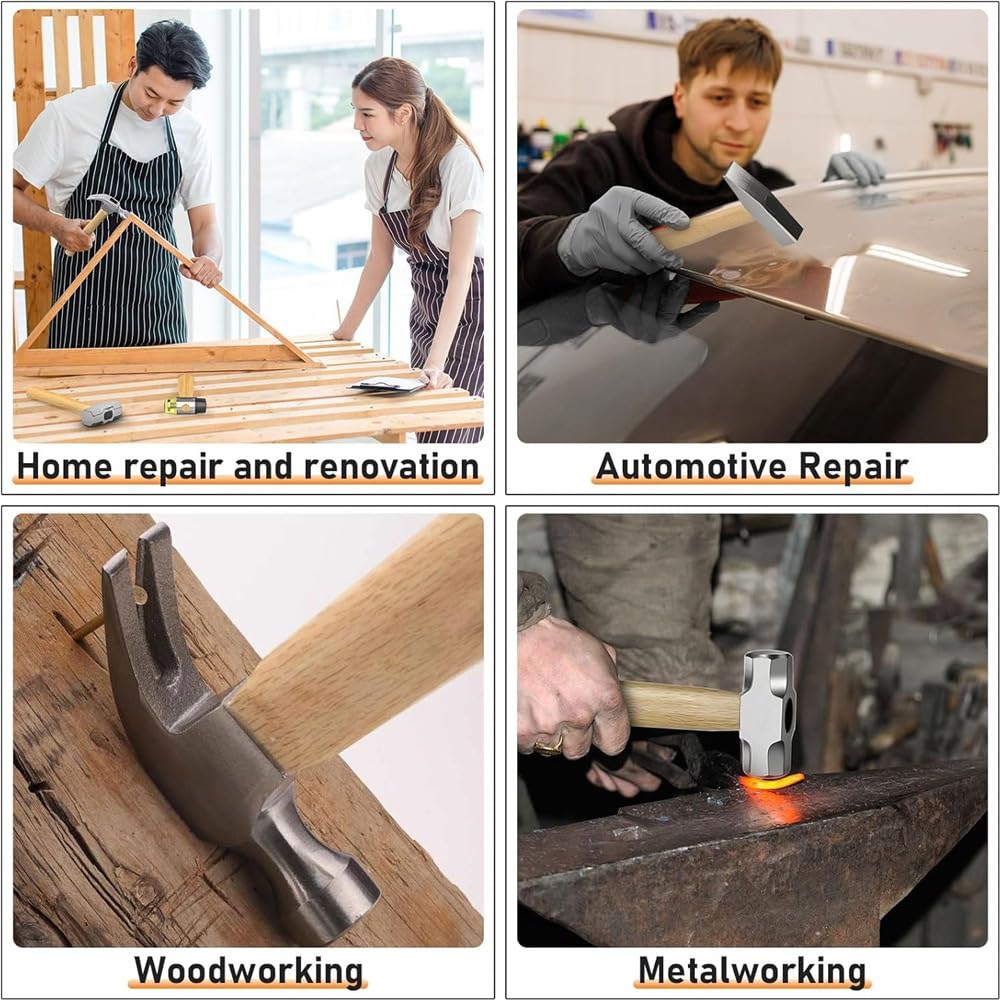 Set di , testa in acciaio forgiato, manico lungo in legno, adatto per uso domestico e professionale