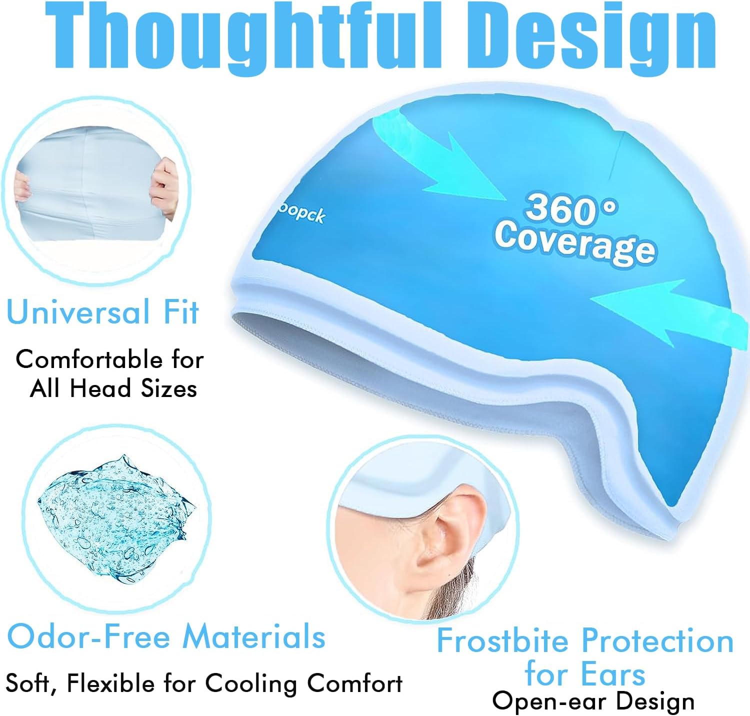 2 Packs Chemo Cold Cap for Chemotherapy, Migraine Relief Cap, Chemotherapy Must Haves for Women, Cold Compress Ice Pack for Head, Ice Pack for Headaches, Cooling Hats for Women, Blue, Chemo Relief