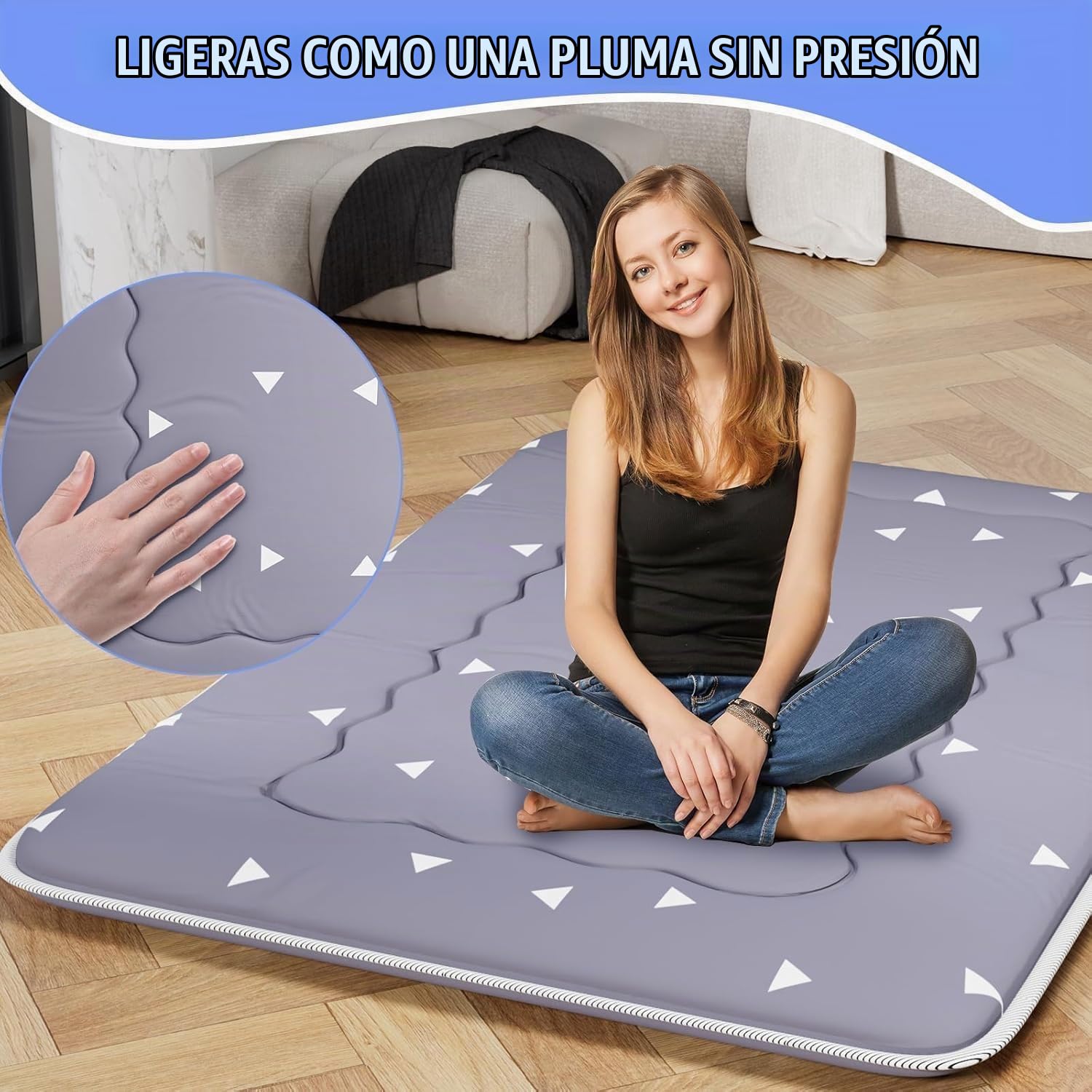 Kiseely Colchones para futones, Colchón futón japonés, Tatami Plegable, portátil, con Bolsa y Correa, para Dormitorio, colchón de Suelo Grueso, colchón Enrollable para Acampar (Gris IC5, 120X200cm)